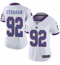 Women's Nike New York Giants #92 Michael Strahan Limited White Rush Vapor Untouchable NFL Jersey