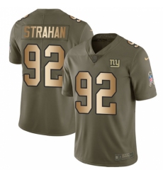 Youth Nike New York Giants #92 Michael Strahan Limited Olive/Gold 2017 Salute to Service NFL Jersey