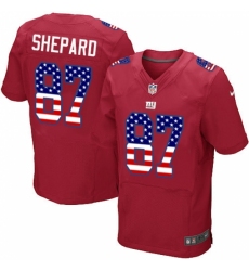 Men's Nike New York Giants #87 Sterling Shepard Elite Red Alternate USA Flag Fashion NFL Jersey