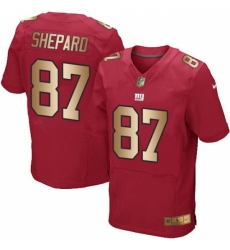 Men's Nike New York Giants #87 Sterling Shepard Elite Red/Gold Alternate NFL Jersey