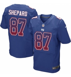 Men's Nike New York Giants #87 Sterling Shepard Elite Royal Blue Home Drift Fashion NFL Jersey