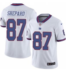 Men's Nike New York Giants #87 Sterling Shepard Elite White Rush Vapor Untouchable NFL Jersey