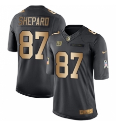 Men's Nike New York Giants #87 Sterling Shepard Limited Black/Gold Salute to Service NFL Jersey