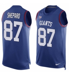 Men's Nike New York Giants #87 Sterling Shepard Limited Royal Blue Player Name & Number Tank Top NFL Jersey