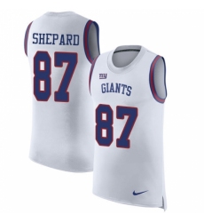 Men's Nike New York Giants #87 Sterling Shepard Limited White Rush Player Name & Number Tank Top NFL Jersey
