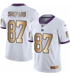 Men's Nike New York Giants #87 Sterling Shepard Limited White/Gold Rush NFL Jersey