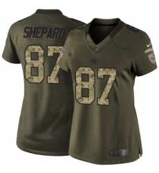 Women's Nike New York Giants #87 Sterling Shepard Elite Green Salute to Service NFL Jersey