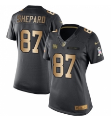 Women's Nike New York Giants #87 Sterling Shepard Limited Black/Gold Salute to Service NFL Jersey