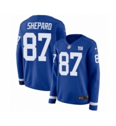 Women's Nike New York Giants #87 Sterling Shepard Limited Royal Blue Therma Long Sleeve NFL Jersey
