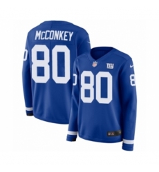 Women's Nike New York Giants #80 Phil McConkey Limited Royal Blue Therma Long Sleeve NFL Jersey
