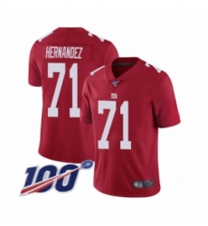Men's New York Giants #71 Will Hernandez Red Limited Red Inverted Legend 100th Season Football Jersey
