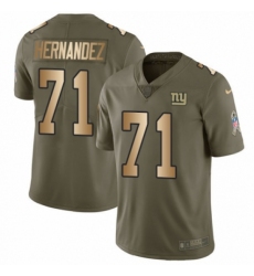 Men's Nike New York Giants #71 Will Hernandez Limited Olive/Gold 2017 Salute to Service NFL Jersey