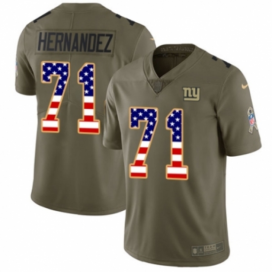 Men's Nike New York Giants #71 Will Hernandez Limited Olive/USA Flag 2017 Salute to Service NFL Jersey Men's Nike New York Giants #71 Will Hernandez Limited Olive/USA Flag 2017 Salute to Service NFL Jersey