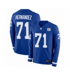 Men's Nike New York Giants #71 Will Hernandez Limited Royal Blue Therma Long Sleeve NFL Jersey