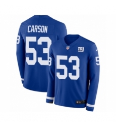 Youth Nike New York Giants #53 Harry Carson Limited Royal Blue Therma Long Sleeve NFL Jersey