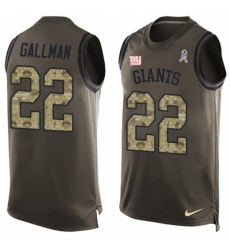 Men's Nike New York Giants #22 Wayne Gallman Limited Green Salute to Service Tank Top NFL Jersey