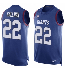 Men's Nike New York Giants #22 Wayne Gallman Limited Royal Blue Player Name & Number Tank Top NFL Jersey