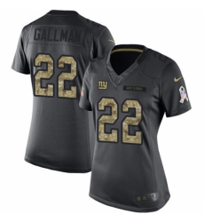 Women's Nike New York Giants #22 Wayne Gallman Limited Black 2016 Salute to Service NFL Jersey