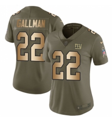 Women's Nike New York Giants #22 Wayne Gallman Limited Olive/Gold 2017 Salute to Service NFL Jersey