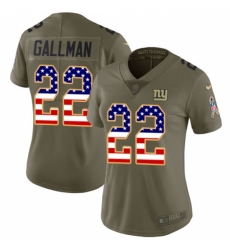 Women's Nike New York Giants #22 Wayne Gallman Limited Olive/USA Flag 2017 Salute to Service NFL Jersey