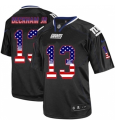 Men's Nike New York Giants #13 Odell Beckham Jr Elite Black USA Flag Fashion NFL Jersey