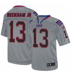 Men's Nike New York Giants #13 Odell Beckham Jr Elite Lights Out Grey NFL Jersey