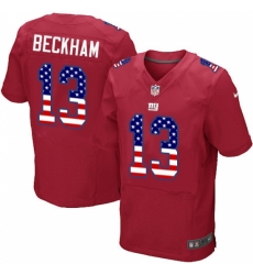 Men's Nike New York Giants #13 Odell Beckham Jr Elite Red Alternate USA Flag Fashion NFL Jersey