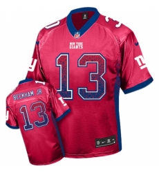 Men's Nike New York Giants #13 Odell Beckham Jr Elite Red Drift Fashion NFL Jersey