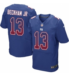 Men's Nike New York Giants #13 Odell Beckham Jr Elite Royal Blue Home Drift Fashion NFL Jersey