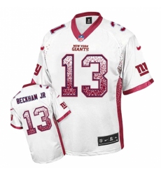 Men's Nike New York Giants #13 Odell Beckham Jr Elite White Drift Fashion NFL Jersey