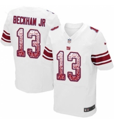 Men's Nike New York Giants #13 Odell Beckham Jr Elite White Road Drift Fashion NFL Jersey