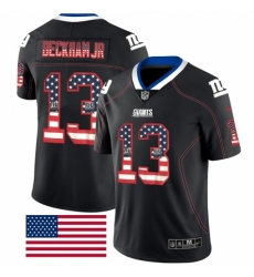 Men's Nike New York Giants #13 Odell Beckham Jr Limited Black Rush USA Flag NFL Jersey