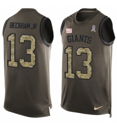 Men's Nike New York Giants #13 Odell Beckham Jr Limited Green Salute to Service Tank Top NFL Jersey