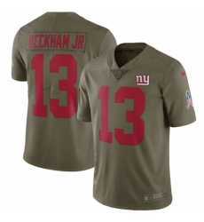 Men's Nike New York Giants #13 Odell Beckham Jr Limited Olive 2017 Salute to Service NFL Jersey