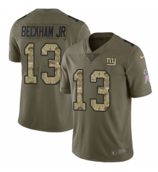 Men's Nike New York Giants #13 Odell Beckham Jr Limited Olive/Camo 2017 Salute to Service NFL Jersey