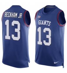 Men's Nike New York Giants #13 Odell Beckham Jr Limited Royal Blue Player Name & Number Tank Top NFL Jersey