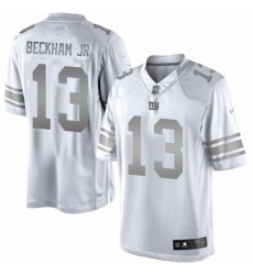 Men's Nike New York Giants #13 Odell Beckham Jr Limited White Platinum NFL Jersey