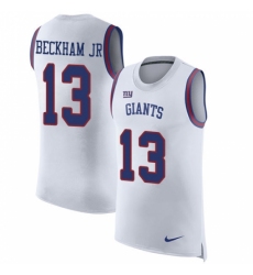 Men's Nike New York Giants #13 Odell Beckham Jr Limited White Rush Player Name & Number Tank Top NFL Jersey