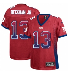 Women's Nike New York Giants #13 Odell Beckham Jr Elite Red Drift Fashion NFL Jersey