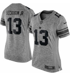 Women's Nike New York Giants #13 Odell Beckham Jr Limited Gray Gridiron NFL Jersey