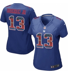 Women's Nike New York Giants #13 Odell Beckham Jr Limited Royal Blue Strobe NFL Jersey