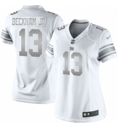 Women's Nike New York Giants #13 Odell Beckham Jr Limited White Platinum NFL Jersey