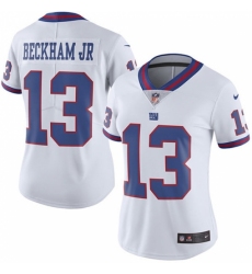 Women's Nike New York Giants #13 Odell Beckham Jr Limited White Rush Vapor Untouchable NFL Jersey