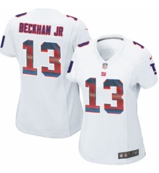 Women's Nike New York Giants #13 Odell Beckham Jr Limited White Strobe NFL Jersey
