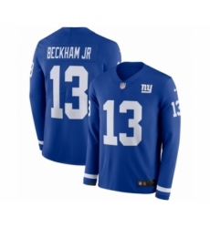 Youth Nike New York Giants #13 Odell Beckham Jr Limited Royal Blue Therma Long Sleeve NFL Jersey