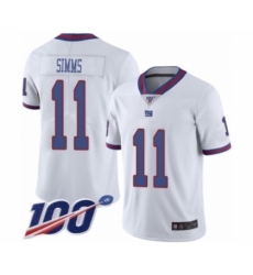 Men's New York Giants #11 Phil Simms Limited White Rush Vapor Untouchable 100th Season Football Jersey