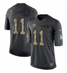 Men's Nike New York Giants #11 Phil Simms Limited Black 2016 Salute to Service NFL Jersey