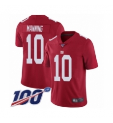Men's New York Giants #10 Eli Manning Red Limited Red Inverted Legend 100th Season Football Jersey