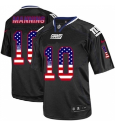 Men's Nike New York Giants #10 Eli Manning Elite Black USA Flag Fashion NFL Jersey