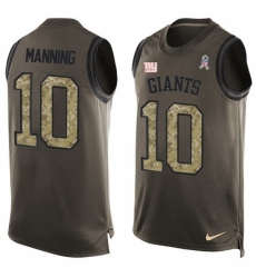 Men's Nike New York Giants #10 Eli Manning Limited Green Salute to Service Tank Top NFL Jersey